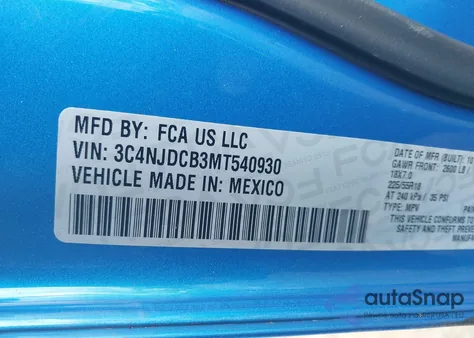 2021 Jeep Compass Limited 4X4 from USA, damaged, VIN 3C4NJDCB3MT540930